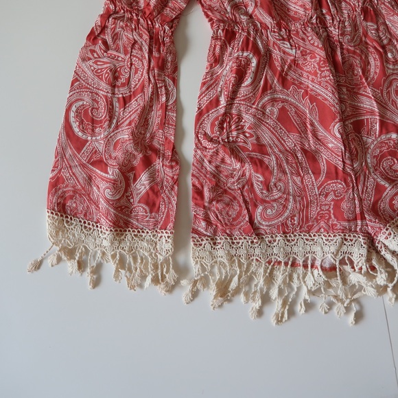 Pink and White Bohemian Ruffle Romper - Picture 5 of 5